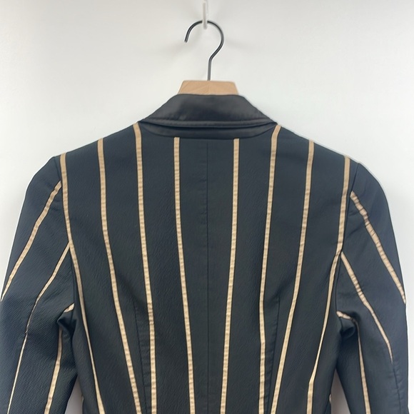Self Portrait Tailoring Striped Peplum Single Breasted Blazer Jacket Black 2 - Picture 6 of 10